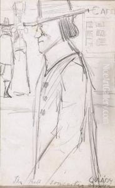 Man In A Hat Oil Painting by Lajos Gulacsy