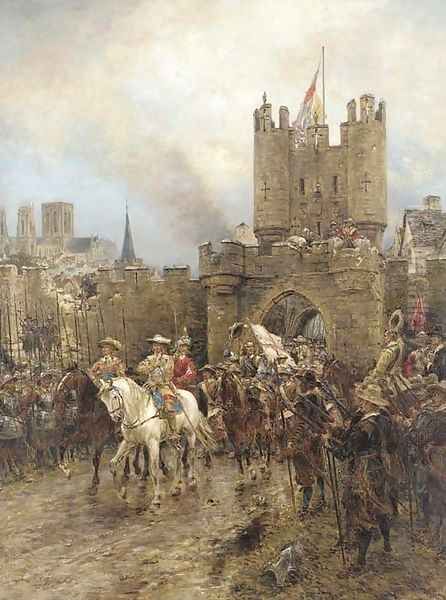 The surrender of the City of York to the Roundheads Oil Painting by Ernest Crofts