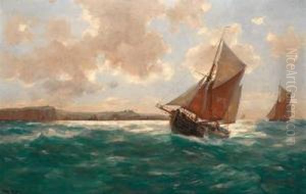 Fischerboote Vor Einer Hafenstadt Oil Painting by Erwin Carl Wilhelm Gunther