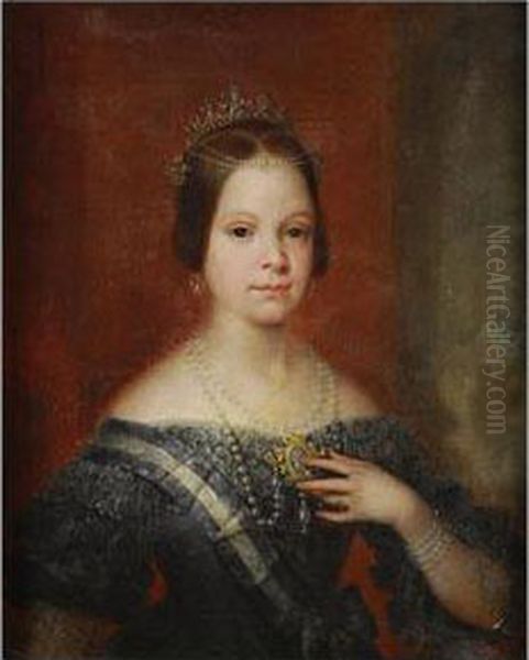 Retrato De Isabel Ii Joven Oil Painting by Jose Gutierrez de la Vega
