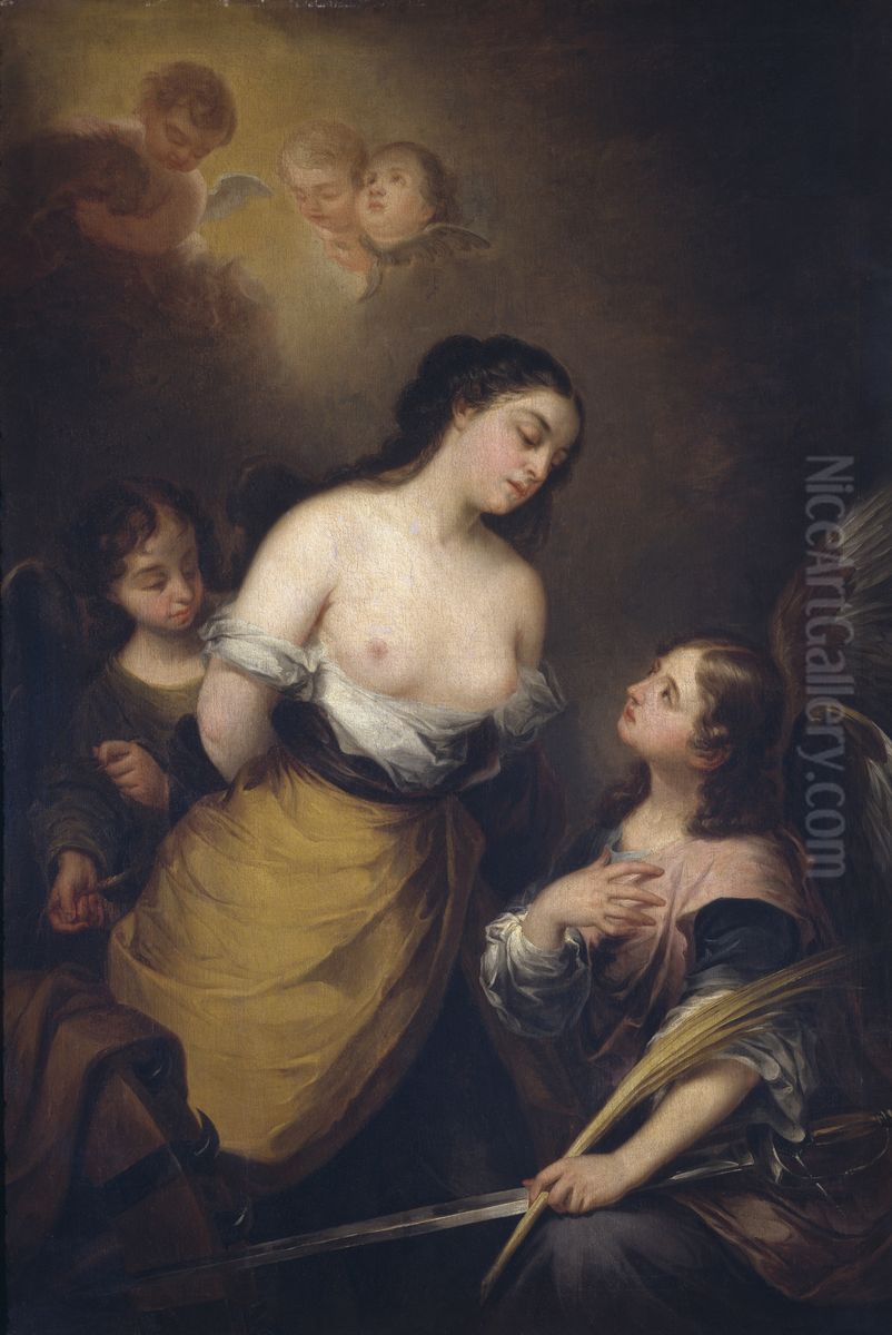 Santa Catalina Oil Painting by Jose Gutierrez de la Vega