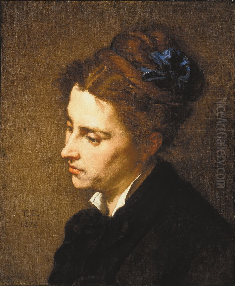 Head of a Woman Oil Painting by Thomas Couture