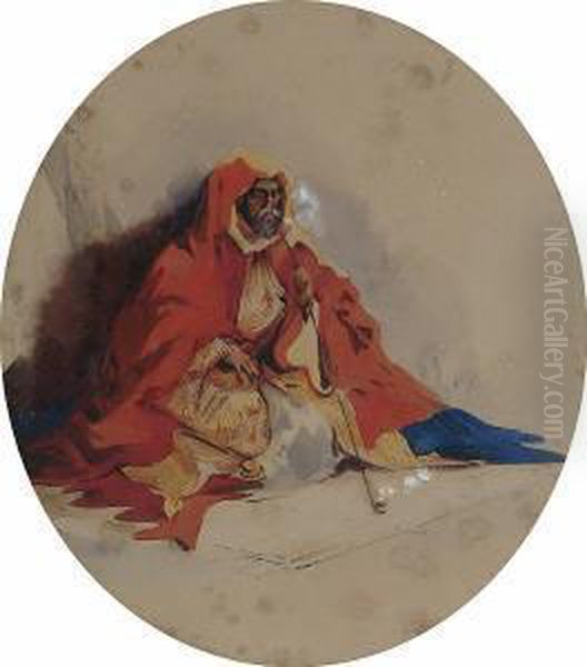 Portrait Of A Nomad, 'the Great 
Desert Of El Tek, The Ruhat Mountains Part Of The Red Sea' Oil Painting by Carl Haag