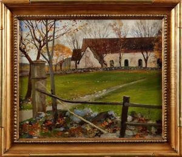 Barkarbykyrka Oil Painting by August Wilhelm Nikolaus Hagborg