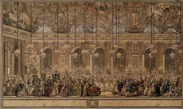 The Masked Ball Given by the King 1745 Oil Painting by Charles-Nicolas II Cochin