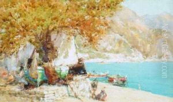 Boat Ashore Oil Painting by George Charles Haite