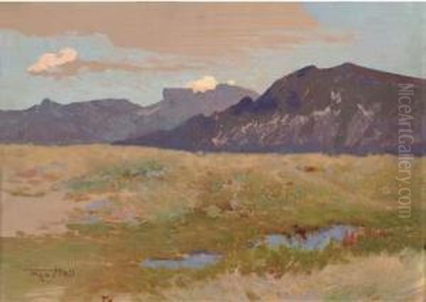 An Extensive Landscape Oil Painting by Frederick Hall