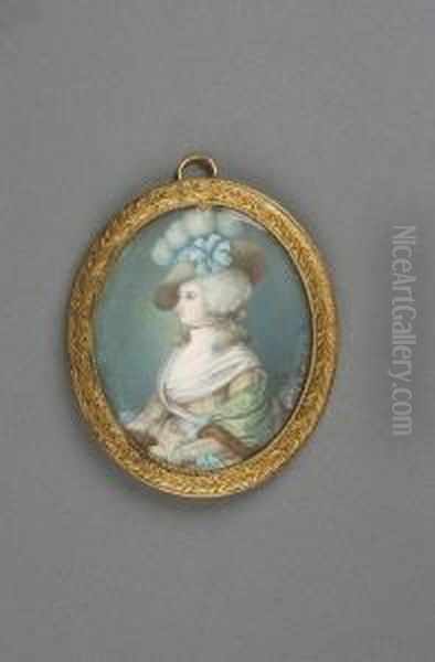 Portrat Einer Jungen Dame Mit
 Muff. Oil Painting by Peter Adolf Hall