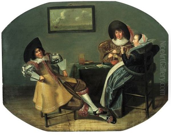Merry Company Oil Painting by Dirck Hals