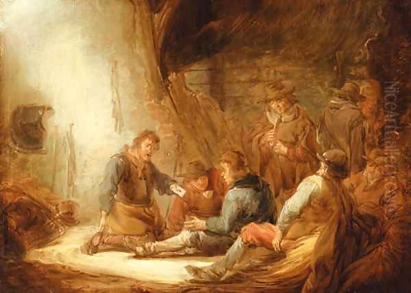 Soldiers playing cards in a grotto Oil Painting by Benjamin Gerritsz. Cuyp