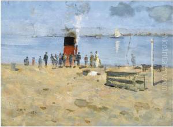 Harbour Side Oil Painting by James Whitelaw Hamilton