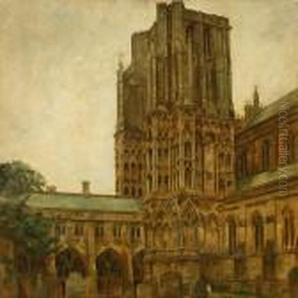 Wells Cathedral In Oxford Oil Painting by Svend Hammershoi