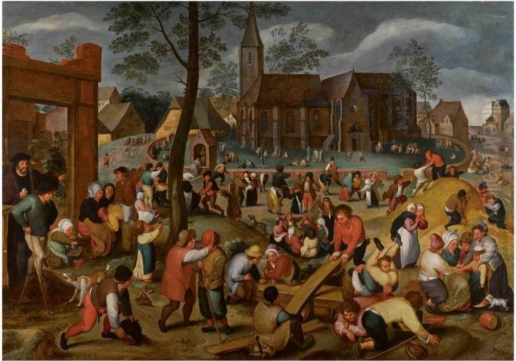 Children's Games Oil Painting by Marten Van Cleve