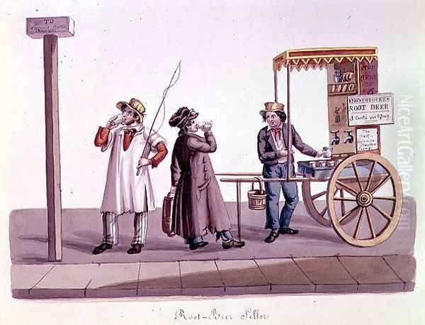 Root Beer Seller, c.1840 Oil Painting by Nicolino Calyo