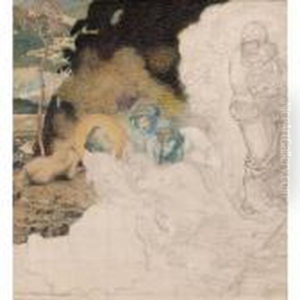 The Temptation Of St. Anthony Oil Painting by Sigmund Walter Hampel