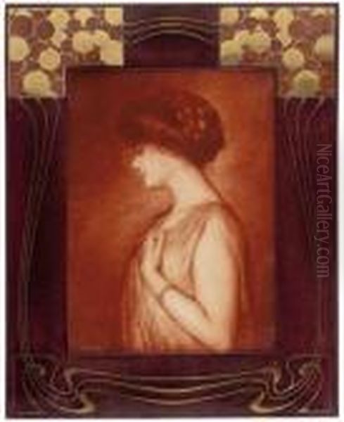 Frau Merk Oil Painting by Hanfstaengl, Franz