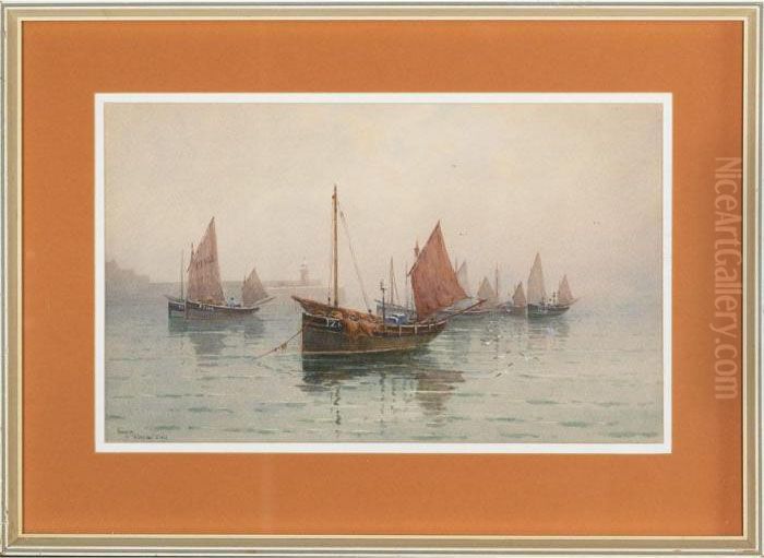 A Grey Day, St. Ives Oil Painting by Charles E. Hannaford