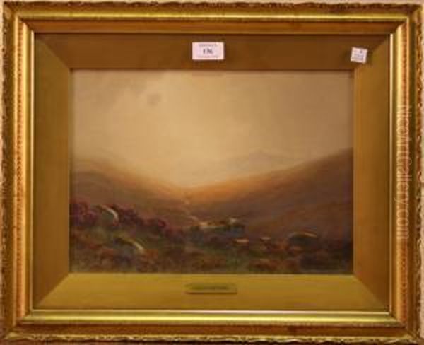 View Of Dartmoor With Sheep Amongst Rocks Oil Painting by Charles E. Hannaford