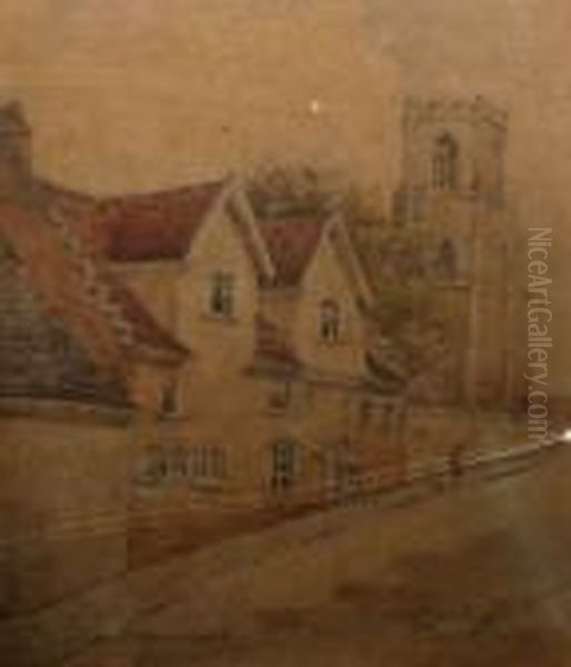 Cow Hill,norwich Oil Painting by Charles E. Hannaford