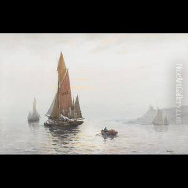 Early Morning, Fowey, Cornwall Oil Painting by Charles E. Hannaford