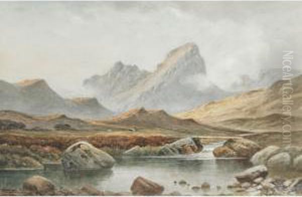 The Shepherd Of The Glen, Glencoe, Argyle Oil Painting by Charles E. Hannaford