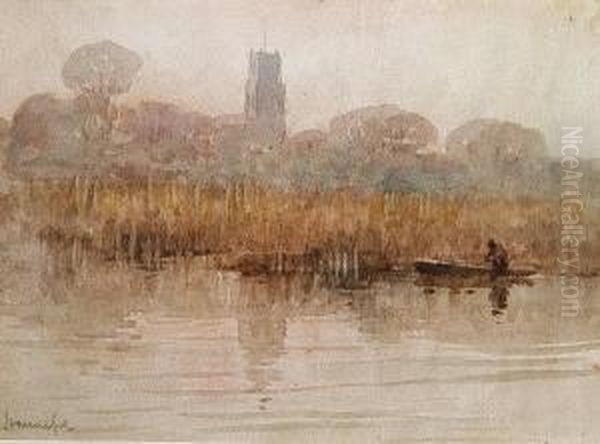 Ranworth Oil Painting by Charles E. Hannaford