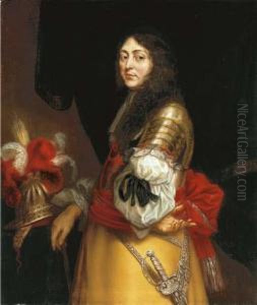 Portrait Of A Gentleman, 
Three-quarter Length, Wearing An Order,possibly That Of The Order Of 
Santiago Oil Painting by Adriaen Hanneman