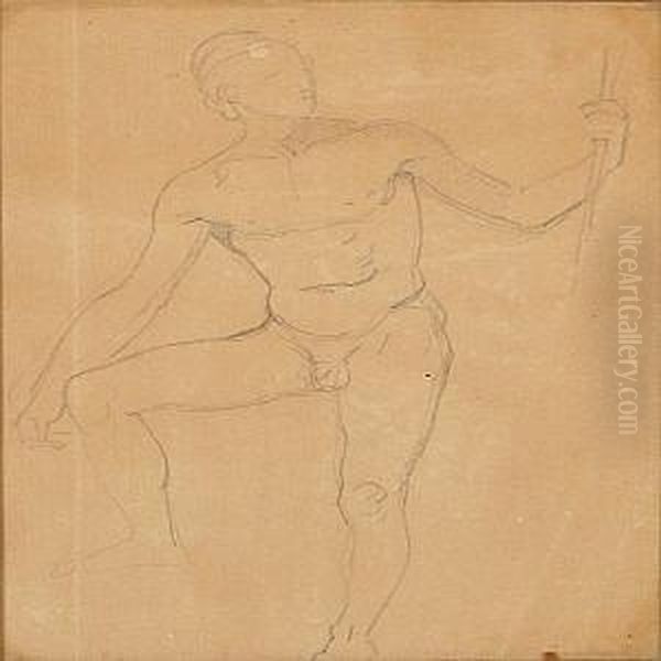 Young Male Oil Painting by Constantin Hansen