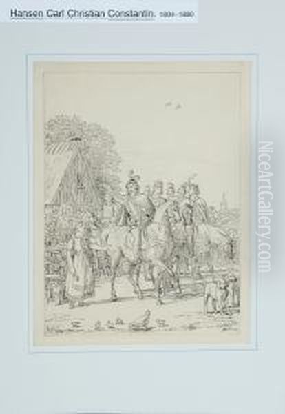 A Collection Of Studies And 
Sketches. Partly Signed. Pencil/drawing Ink On Paper. Various Sizes Oil Painting by Constantin Hansen