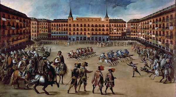 Parade in the Plaza Mayor, Madrid Oil Painting by Juan De La Corte
