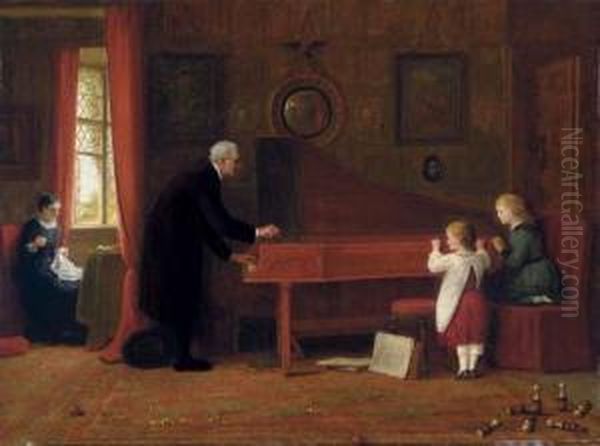 The Piano Tuner Oil Painting by Frederick Daniel Hardy