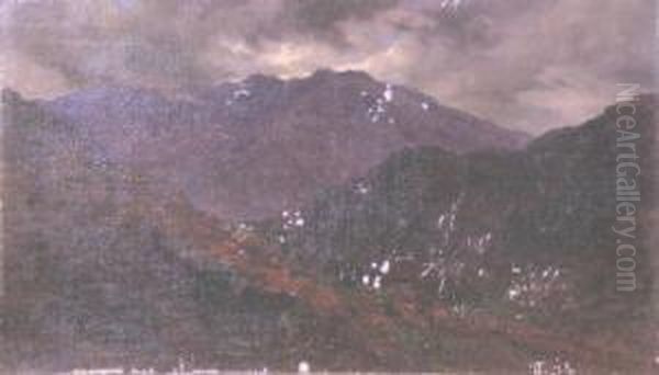 Cattle In The Scottish Highlands Oil Painting by Edward Hargitt