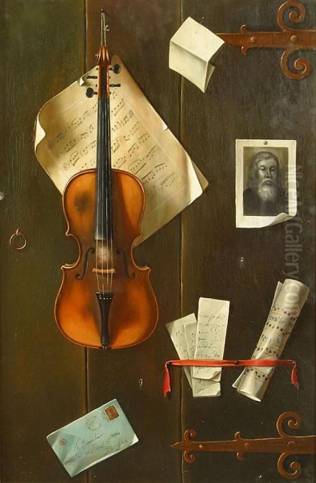 Nature Morte Au Violon Oil Painting by William Michael Harnett