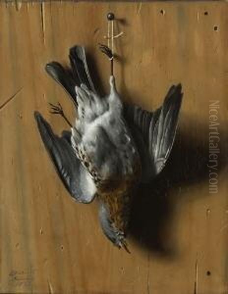 Nach Der Jagd - Erlegte
 Misteldrossel. Oil Painting by William Michael Harnett