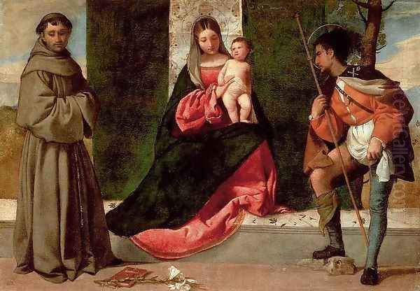 Madonna with the Child, St Anthony of Padua and St Roch Oil Painting by Giorgione