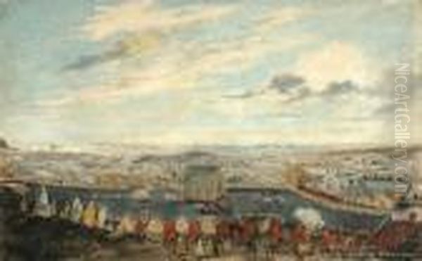 New Plymouth Under Siege - 40th 
Regiment,marsland Hill, Taranaki, New Plymouth' - Circa 1860 Oil Painting by Edwin Harris