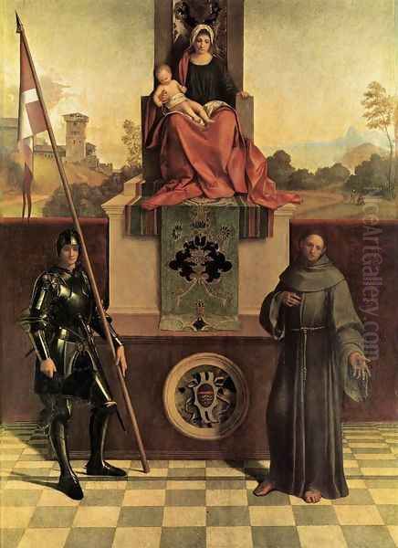Madonna and Child Enthroned between St Francis and St Liberalis c. 1505 Oil Painting by Giorgione