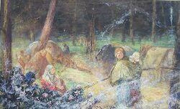 Tinkers At Huntly Oil Painting by Archibald Standish Hartrick