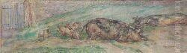 Gloucester Old Spots Oil Painting by Archibald Standish Hartrick