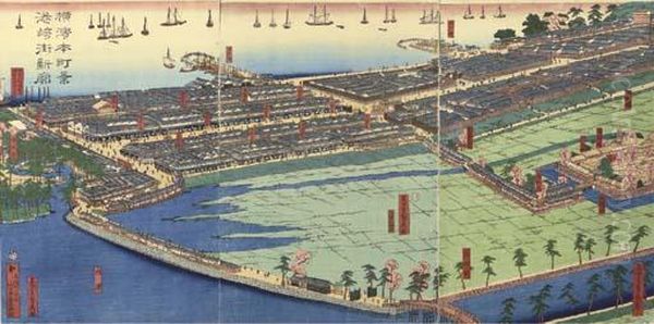 Yokohama Honcho Kei 
Miyozakimachi Shin Kuruwa (new Pleasure Quarter In Miyozaki District In 
Honcho, Yokohama) Oil Painting by Sadahide Hashimoto