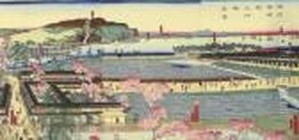 Yokohama Miyozakicho Daimonbashi
 Shinkei (true View Of Daimon Bridge In Miyozaki District, Yokohama) Oil Painting by Sadahide Hashimoto