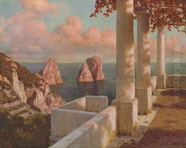 The Faraglioni Rocks, Capri Oil Painting by Ivan Fedorovich Choultse