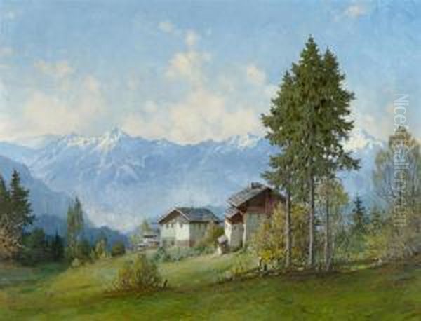 Sudtiroler Berglandschaft Mit Dolomiten Oil Painting by Karl Hauptmann