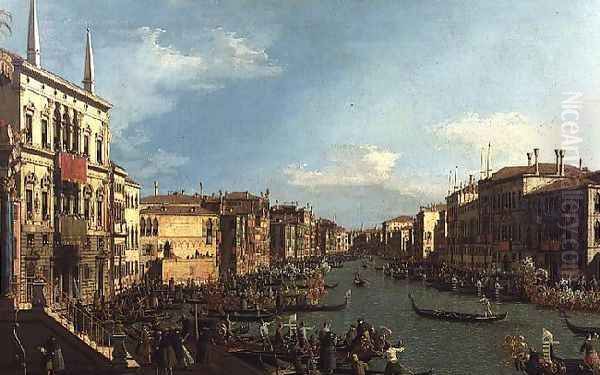 Venice- a Regatta on the Grand Canal Oil Painting by (Giovanni Antonio Canal) Canaletto