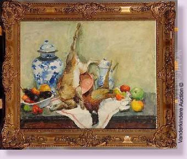 Nature Morte Au Gibier, Aux Fruits Et Aux Legumes Oil Painting by Gaston Haustrate