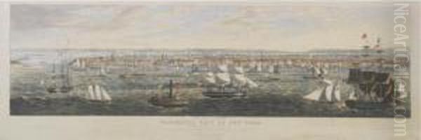 Panoramic View Of New York From The East River (cf Deak 498) Oil Painting by Robert Havell, Jr.
