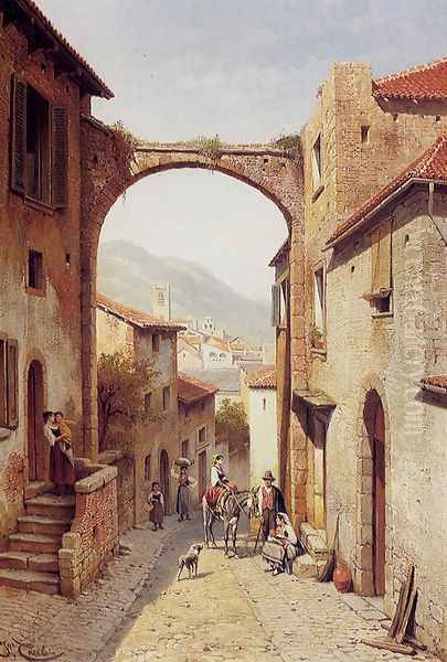 Rue A Narni, Italy Oil Painting by Jacques Carabain