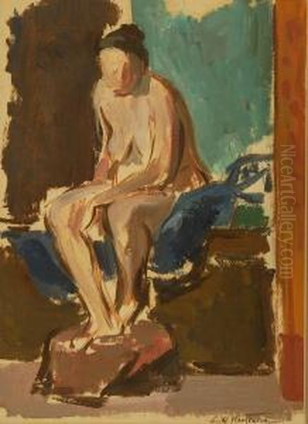 A Pensive Woman In The Nude Oil Painting by Charles Hawthorne