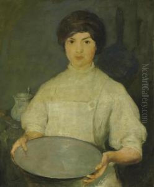 Girl With Pan Oil Painting by Charles Hawthorne
