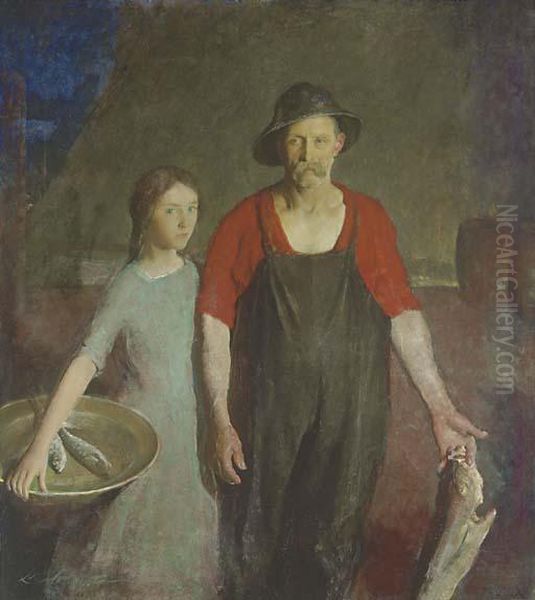 Fisherman And His Daughter Oil Painting by Charles Hawthorne